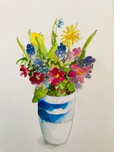 春の花、2020年、（水彩画 作： Sarah Thompson Engels