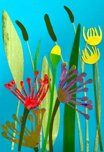 花と草,2019（コラージュ 作： Sarah Thompson Engels