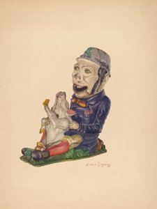 おもちゃの銀行：水田と豚、c。 1938年。 作： Sarkis Erganian