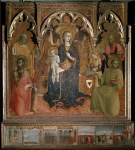 雪の聖母のポリプティック - 木にテンペラ 作： Sassetta (c.1392 1450)