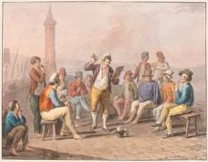 水の色; リナルド・リナルディーニが桟橋で朗読している 作： Saverio della Gatta