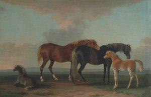 牝馬と仔馬、右向き 作： Sawrey Gilpin
