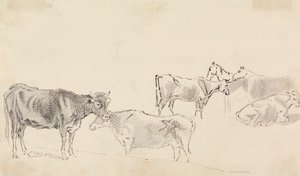 背景の馬と牛の研究 作： Sawrey Gilpin