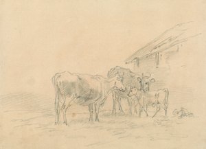 二頭の牛と子牛 作： Sawrey Gilpin