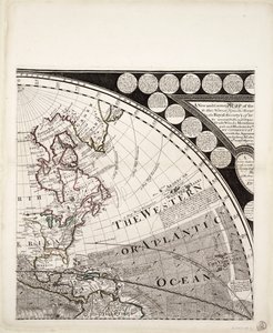新しい正しい世界地図（断面）、1774年頃（カラー版画） 作： Sayer & Bennett