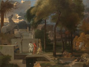 古典的な風景、おそらく1660年代。 作： Sébastien Bourdon