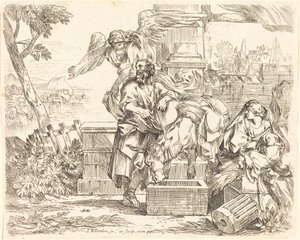 天使の助言を聞く聖ヨセフ 作： Sébastien Bourdon