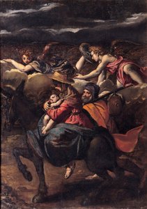 エジプトへの逃避、1585年 作： Sigismondo Scarsellino