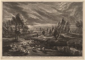 村のある風景 作： Schelte Adams Bolswert after Sir Peter Paul Rubens