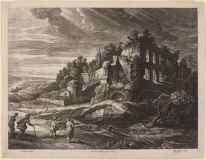 大きなローマ遺跡のある風景 作： Schelte Adams Bolswert after Sir Peter Paul Rubens