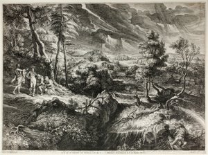 フィレモンとバウシスのいる風景、「大きな風景」より 作： Schelte Adamsz. Bolswert
