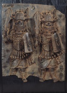 2 人の戦士が描かれたベナンの銘板、ナイジェリア