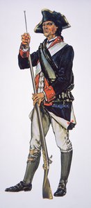 アメリカ独立戦争時の（アメリカ）ペンシルバニア州連隊の兵士（水彩・紙 作： School American