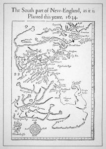 マサチューセッツ湾を含む地図（リトグラフ