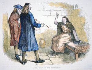 1692年、セーラムの魔女裁判で魔女の嫌疑をかけられたマーサ・コリー（カラーリトグラフ