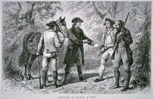 ジョン・アンドレ少佐の逮捕（リトグラフ 作： School American