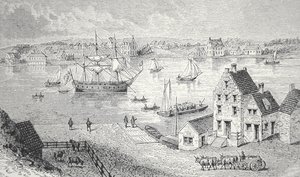 フェリー、ニューヨーク、1750年頃（リトグラフ 作： School American