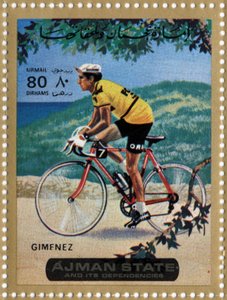 UAEの自転車競技者フリオ・ヒメネス（Ne 1934）の切手 作： School Arabic