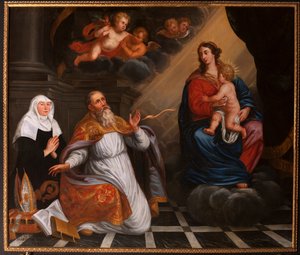 聖母マリアを崇拝する聖アウグスティヌス。1692年(絵画) 作： School Belgian