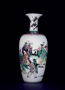 ファミーユ・ベルテ・エナメルで装飾された中国磁器の花瓶（ポーセリン 作： School Chinese