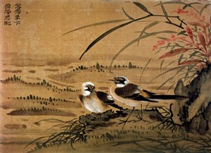 アートチャイナ。鳥。16世紀に描かれた李淵堅の絹絵。パリ、BN 作： School Chinese
