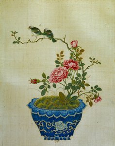 アートチャイナ：シルクの花や鳥に絵を描く。匿名 作： School Chinese