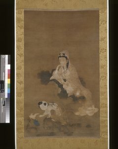 Avalokitesvara (Guanyin) On Lotus (シルクにインクとカラー) 作： School Chinese