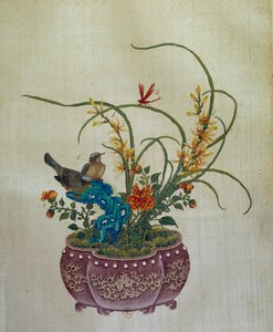 中国美術：花と鳥。18世紀のシルクペインティング。パリ、B.N.