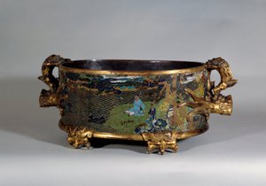 中国美術：七宝メールのポットキャッシュ。16世紀パリ、装飾芸術 作： School Chinese