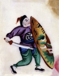 剣と盾を持った中国の兵士。 作： School Chinese