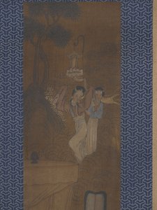 Cinco mulheres em uma procissão (tinta e cor sobre seda) 作： School Chinese