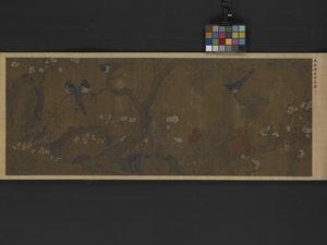 4羽のカササギ、制作年不詳（絹本、インク、彩色） 作： School Chinese
