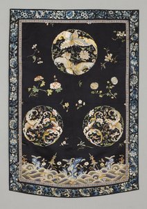 ハンギング 1750-1800年頃 （シルクに刺繍（サテンステッチ）、天然・合成染料
と合成染料) 作： School Chinese
