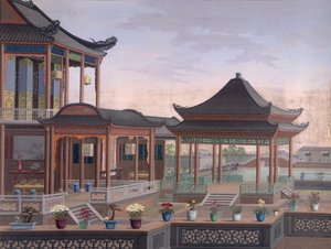 中国官吏の家、1800-05年頃（紙に不透明な水彩画）