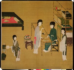室内風景 18世紀後半～19世紀 絹本に墨と重層顔料を使用 作： School Chinese