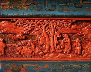ジャルディニエール 乾隆時代（1736-95）（漆塗りの木）（272175の細部） 作： School Chinese