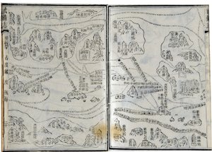 鄭和(Zheng-HeまたはCheng Ho)(1371-1433)またはハッジ・マフムード(アラビア名)の1431年の遠征地図。 作： School Chinese