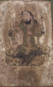 Roustem、シルクの神、中国のトルキスタン、紀元前 6 ～ 7 世紀 (木製パネルに絵画)