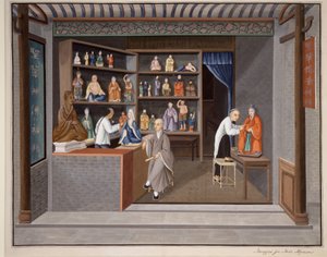 店の風景（水彩、ガッシュ、紙） 作： 学校の中国語