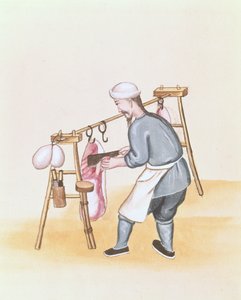 肉売り」（北京の路上電話の本より）1785年頃（水彩・ガッシュ・紙 作： School Chinese