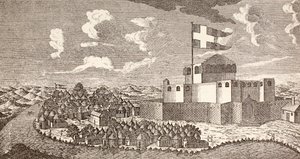 1901年にコペンハーゲンで出版された「Afrika, dets Opdagelse, Erobring og Kolonisation」（リトグラフ）より。 作： School Danish