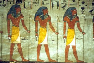 古代エジプト、絵画、ラメセス1世の墓、テーベ、冥界の神々 作： School Egyptian