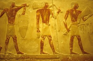 古代エジプト、壁面彫刻／絵画、サッカラ、イドゥートのマスタバ／墓、紀元前2323～2150年、供物を持つ担ぎ手（写真） 作： School Egyptian