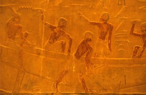 古代エジプト、壁面彫刻／絵画、ティのマスタバ／墓、サッカラ、第5王朝、造船（写真） 作： School Egyptian