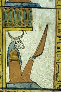 古代エジプト、壁画、冥界の牛頭神、セネジェムの墓、テーベ、デイル・エル・メディナ 作： School Egyptian