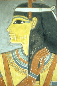 古代エジプト、壁画、ハトホル女神、ホレムヘブの墓、テーベ 作： School Egyptian