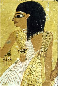古代エジプト、壁画 インヘルクハウの墓、テーベ、貴族の墓、第20王朝、ヒョウの皮を被ったインヘルクハウ（写真） 作： School Egyptian