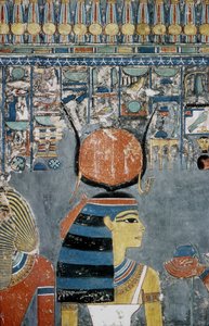 ルクソール、テーベ：王家の谷、女神イシスが描かれたエジプトのファラオ、ホレムヘブ（-1343 - -1314）の墓。