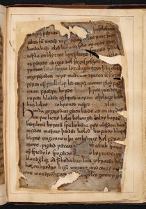 「Nowell Codex」と呼ばれることもある Folio の Beowulf のページ 作： School English