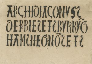 Barton under Needwood Church - inscriptions: ink facsimile, nd [?18 cent] (drawing)